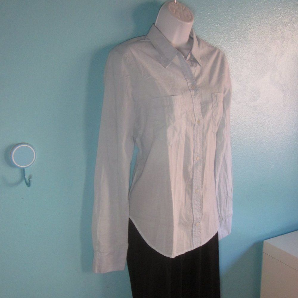 McGuire Denim Womens Size S Light Blue Chambray Cotton Button Front Blouse Top